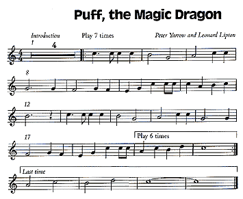 Musical Score for Puff the Magic Dragon